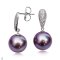 Approx. 13.0 - 14.0 mm, Edison Pearl, Drop CZ Paved Dangle Pearl Stud Earrings