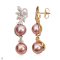 Approx. 10.0 - 11.0 and 11.0 - 12.0 mm, Edison Pearl, Botanic CZ Paved Dangle Double Pearl Stud Earrings