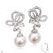 Approx. 10.6 mm, Edison Pearl, Bow CZ Paved Dangle Pearl Stud Earrings