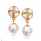 Approx. 8.0 mm, Akoya Pearl, Mother of Pearl CZ Cross Dangle Pearl Stud Earrings