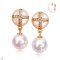 Approx. 8.0 mm, Akoya Pearl, Mother of Pearl CZ Cross Dangle Pearl Stud Earrings