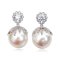 15.2 mm and 15.5 mm, Edison Pearl, Drop Icicle CZ Dangle Pearl Stud Earrings