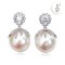 15.2 mm and 15.5 mm, Edison Pearl, Drop Icicle CZ Dangle Pearl Stud Earrings