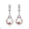 Approx. 15.0 - 16.0 mm, Edison Pearl, Marquise Dot Halo CZ Cone Cap Paved Dangle Pearl Stud Earrings