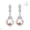 Approx. 15.0 - 16.0 mm, Edison Pearl, Marquise Dot Halo CZ Cone Cap Paved Dangle Pearl Stud Earrings