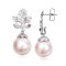 15.0 mm and 15.2 mm, Edison Pearl, Silver Leaf with Pearl Jacket Stud Earrings