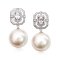 15.5 mm and 16.1 mm, Edison Pearl, Octagon CZ Dangle Pearl Stud Earrings