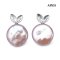 Approx. 11.0 - 12.0 mm, Coin Shaped, Freshwater Pearl, Cherry Pearl Stud Earrings