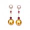 Approx. 8.0 mm and 12.0 mm, Akoya and Gold South Sea Pearl (Chogun Drop Lot), Pearl Earrings with Chain Rhodolite Dangle Pearl