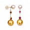 Approx. 8.0 mm and 12.0 mm, Akoya and Gold South Sea Pearl (Chogun Drop Lot), Pearl Earrings with Chain Rhodolite Dangle Pearl