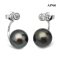 Approx. 9.0 - 10.0 mm, Tahitian Pearl, CZ Dot Stud Earrings with Arch Bridge Pearl Earring Backs