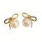 Approx. 8.2 mm and 8.2 mm, Akoya Pearl, Bow Pearl Stud Earrings