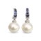 Approx. 10.5 mm, Edison Pearl, Bend Bar Blue CZ Dangle Pearl Stud Earrings