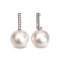 Approx. 11.0 mm, Edison Pearl, "L Shaped" CZ Paved Pearl Stud Earrings