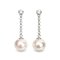 Approx. 10.0 mm, Edison Pearl, CZ Dot Chain Dangle Pearl Stud Earrings