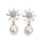 Approx. 8.0 - 8.5 mm, Akoya Pearl, Sunflower Mother of Pearl, Dangle Pearl Stud Earrings