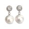 Approx. 10.0 mm, Edison Pearl, CZ Dot Halo Dangle Pearl Stud Earrings