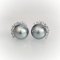 11.6 mm and 11.6 mm, Gray Feline Lot, Tahitian Pearl, Half Round Diamond Solitaire Pearl Stud Earrings