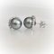 11.6 mm and 11.6 mm, Gray Feline Lot, Tahitian Pearl, Half Round Diamond Solitaire Pearl Stud Earrings