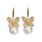 Approx. 11.0 - 11.5 mm, Edison Pearl, Fish Hooks Butterfly Pearl Earrings