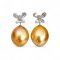 13.8 mm and 14.1 mm, Gold South Sea Pearl, Butterfly Lab Grown Diamond Dangle Pearl Stud Earrings