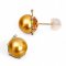 11.8 mm and 12.0 mm, Gold South Sea Pearl, Station Diamond Line Pearl Stud Earrings