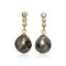 Approx. 8.5 - 8.8 mm, Keshi Tahitian Pearl, Three Stones Dangle Pearl Stud Earrings