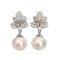Approx. 11.0 mm, Edison Pearl, Leaf CZ Paved Dangle Pearl Stud Earrings