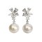 Approx. 10.0 mm, Edison Pearl, Flower CZ Paved Dangle Pearl Stud Earrings