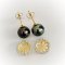 10.8 mm and 10.9 mm, Tahitian Pearl, Pearl Stud with Lab Grown Diamond Halo Jacket