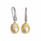 Approx. 10.0 - 11.0 mm, Gold South Sea Pearl, Fish Hooks Front CZ Paved Dangle Pearl Earrings