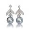 Approx. 12.0 - 12.2 mm, Tahitian Pearl, Pine Tree Dangle Pearl Stud Earrings