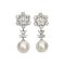 Approx. 9.8 - 10.0 mm, Edison Pearl, Flower CZ Paved Dangle Pearl Stud Earrings