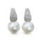 Approx. 9.9 - 10.0 mm, Edison Pearl, Sail CZ Paved Pearl Stud Earrings
