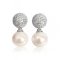 Approx. 11.0 mm, Edison Pearl, CZ Pave Dome Dangle Pearl Stud Earrings