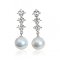 Approx. 10.5 - 10.6 mm, Edison Pearl, Triple V CZ Dangle Pearl Stud Earrings