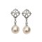 Approx. 8.1 - 8.2 mm, Akoya Pearl, Flower CZ Paved Dangle Pearl Stud Earrings