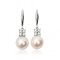 Approx. 8.5 mm, Akoya Pearl, Fish Hooks CZ Dot Dangle Pearl Earrings