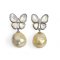 Approx. 10.0 - 11.0 mm, Gold South Sea Pearl, MOP Butterfly Dangle Pearl Stud Earrings