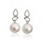 Approx. 11.0 mm, Edison Pearl, Double Drop Shape CZ Paved Pearl Stud Earrings
