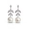 Approx. 11.0 mm, Edison Pearl, Leaves CZ Paved Dangle Pearl Stud Earrings