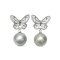 Approx. 11.1 mm, Tahitian Pearl, Butterfly Dangle Pearl Stud Earrings