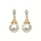 11.2 mm and 11.3 mm, Edison Pearl, CZ Paved Cone Pearl Stud Earrings