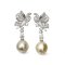 Approx. 9.5 mm, Gold South Sea Pearl, CZ Butterfly Dangle Pearl Stud Earrings