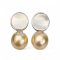 Approx. 10.5 mm, Gold South Sea Pearl, MOP Coin Dangle Pearl Stud Earrings