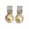 Approx. 10.0 mm, Gold South Sea Pearl, Sail CZ Paved Pearl Stud Earrings