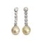 Approx. 9.5 mm, Gold South Sea Pearl, Five Stones CZ Dangle Pearl