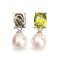 Approx. 8.0 mm, Akoya Pearl, Peridot Hook Dangle Pearl Stud Earrings