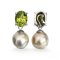 Approx. 9.0 - 9.5 mm, Brown Sugar Lot, Gold South Sea Pearl, Peridot Dot Stud Earring with Hook Dangle Pearl
