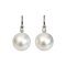 12.5 mm and 12.6 mm, White South Sea Pearl, Fish Hooks Diamond Dot Dangle Pearl Earrings